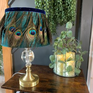 Lampshade with peacock feathers by Hillbilly Angel